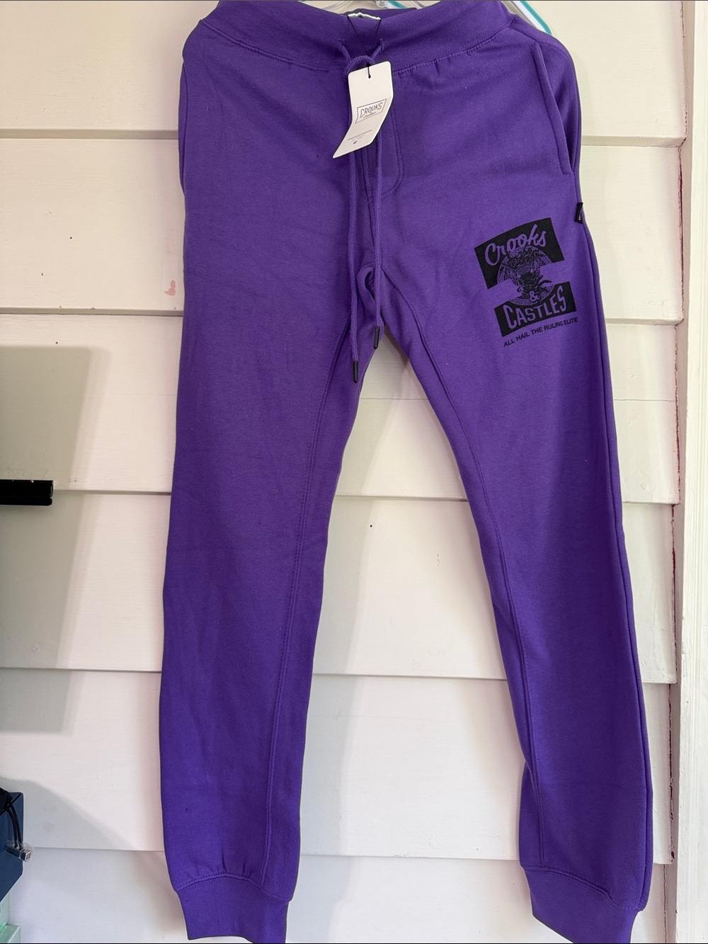 Crooks & Castles Purple Logo Joggers with Black Print
